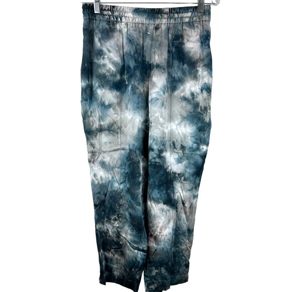 ATM NWT Charmeuse Tie Dye 100% Silk Crop Pants Size M Elastic Waist Pull-On - Picture 3 of 10